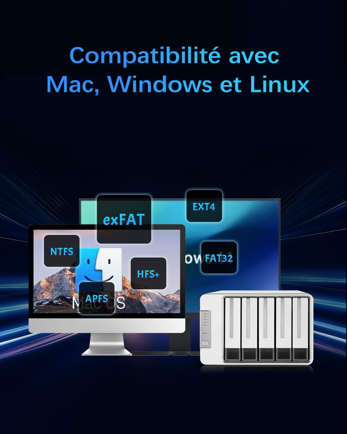 TERRAMASTER D5-310 5 Baies Enclosure HDD - Raid Matériel Prend en Charge Raid 5, 0, 1, 10, Single, JBOD - Stockage Direct Attaché USB 3.1 Type-C - Logiciel de Sauvegarde Inclus (sans Disque)
