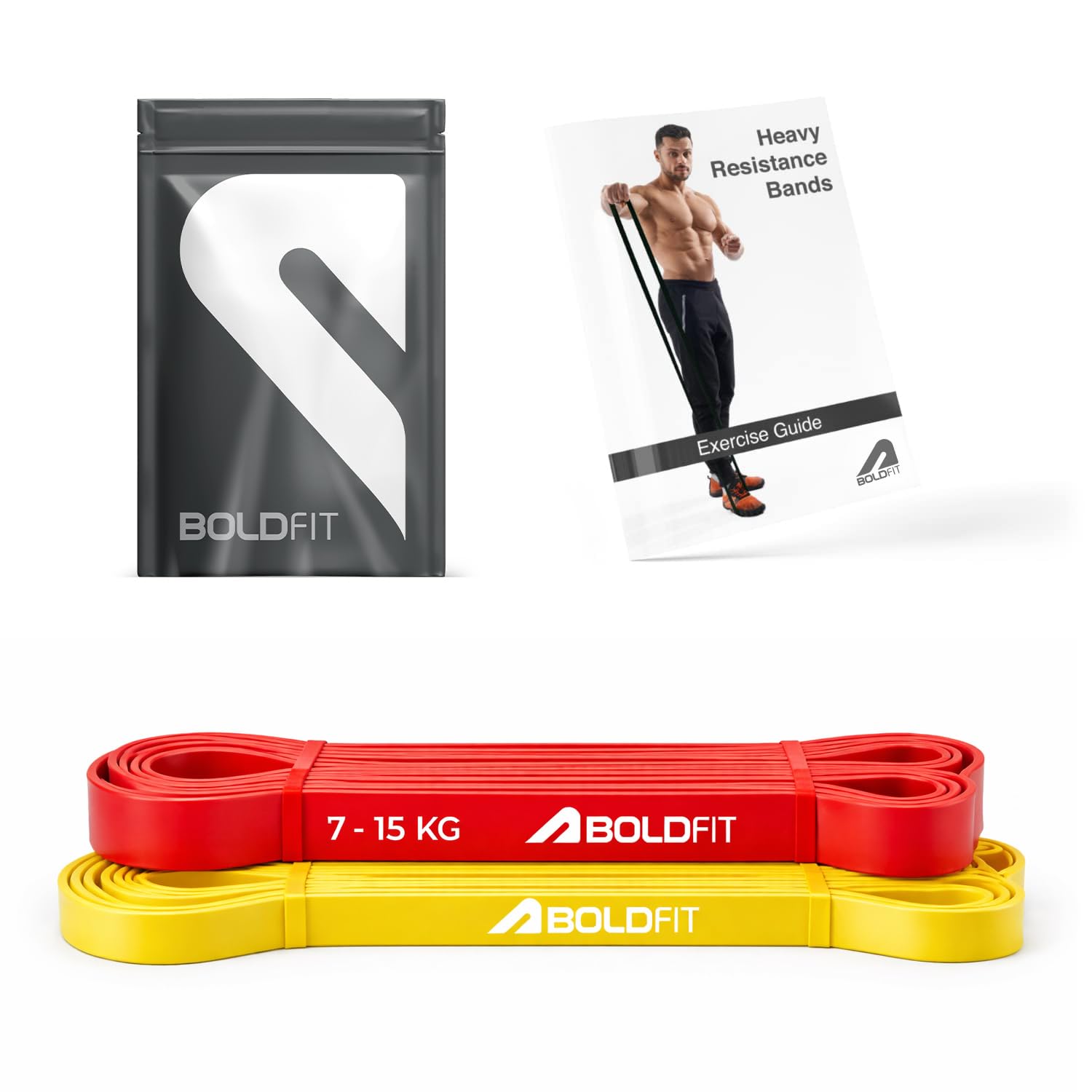 Boldfit Heavy Resistance Band Set for Workout & Exercise Pull Up, Stretching & Toning Bands for Men & Women Resistance Band Set for Home & Gym Workouts, Red & Yellow 3–15 Kg (Pack of 2)-picture-32