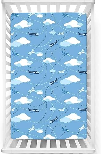 Sábana bajera ajustable para cuna con temática de avión de guardería, sábana bajera estándar para cuna para niños pequeños, sábana de colchón para disponible en Yaxa El Salvador