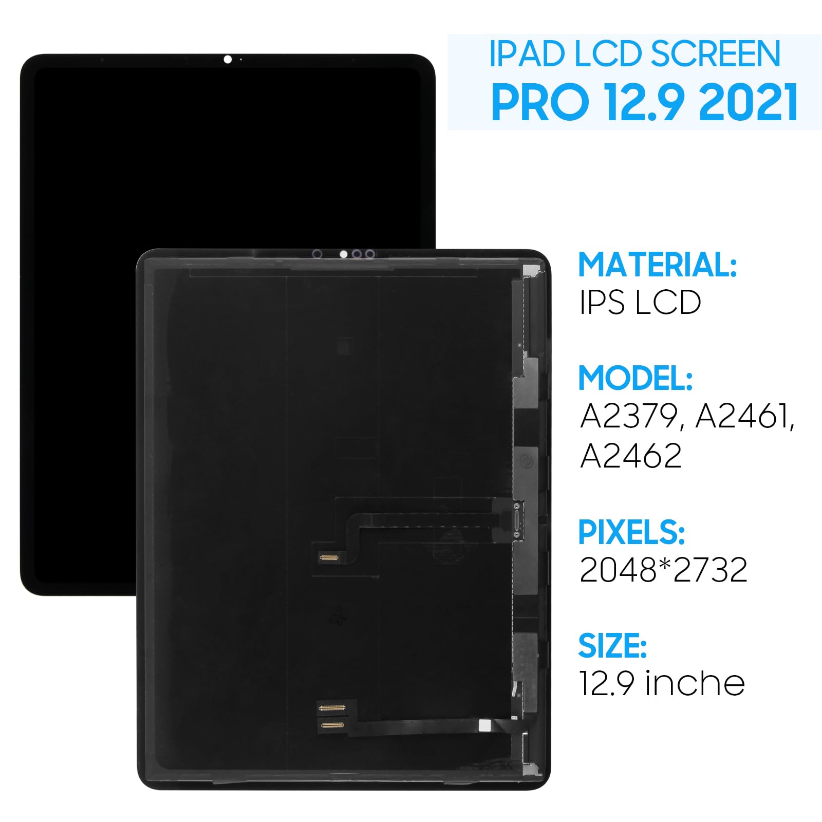 Screen Replacement for iPad Pro 12.9 5th 2021 A2379, A2461, A2462,for iPad Pro 12.9 6th 2022 A2764, A2437, A2766, A2436 12.9