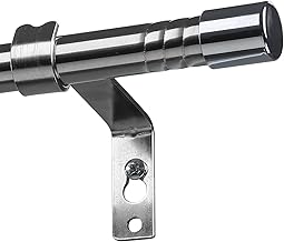 Curtain Poles for Window, Single Curtain Rod with Silver Finials 76 to 116 cm, Adjustable Silver Curtain Pole with Brackets Fittings Set for Living Room & Door