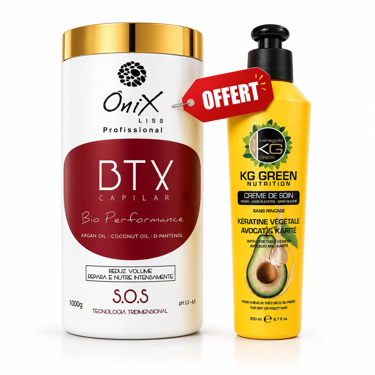 OniX Liss BTX Capilar Bio Performance 1000g – Btx Capillaire – Répare, Nourrit & Réduit les Frisottis – creme de Soin sans rincage Keragold Offert (Aléatoire)