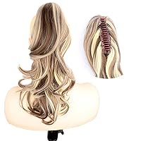 Vista 1 de DIGUAN Extensiones de cola de caballo cortas con clip, onduladas, rizadas y onduladas, sintéticas envolventes con clip, de 13 pulgadas, para mujeres