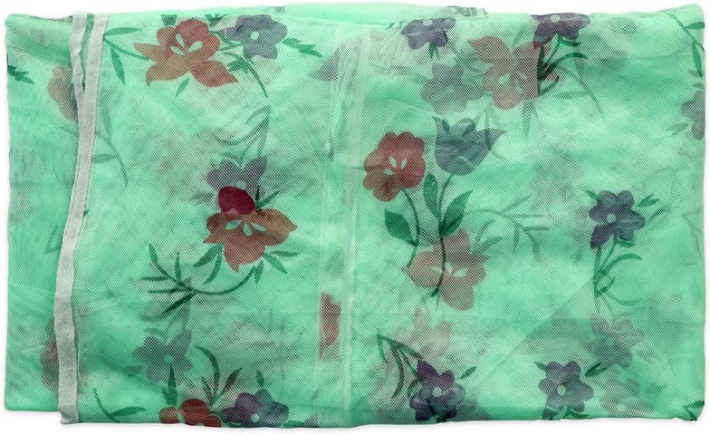Image of Multicolor Soft Cotton Mosquito net Double Bed King Size | Pure Cotton Mosquito net (Printed-Green, 7x8)