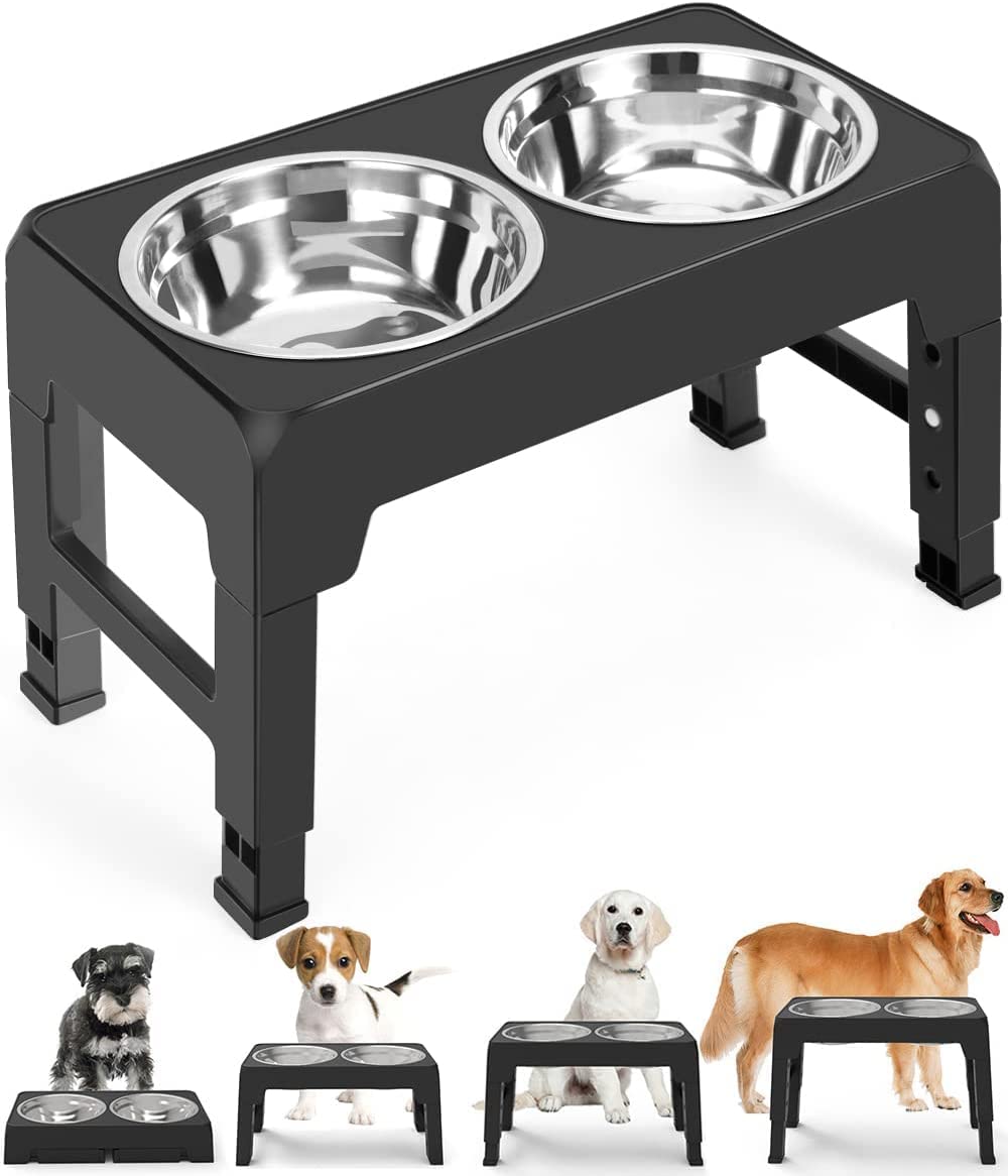 KUTKUT Elevated Dog Food Bowls 4 Height Adjustable Raised Dog Bowl with 2 Stainless Steel Dog Food Bowls Non-Slip Dog Bowl Stand Adjusts to 3.1", 8.6", 10.2", 11.8" for Small Medium Large Dogs (B0C2Q1XX7T) Amazon Price History, Amazon Price Tracker
