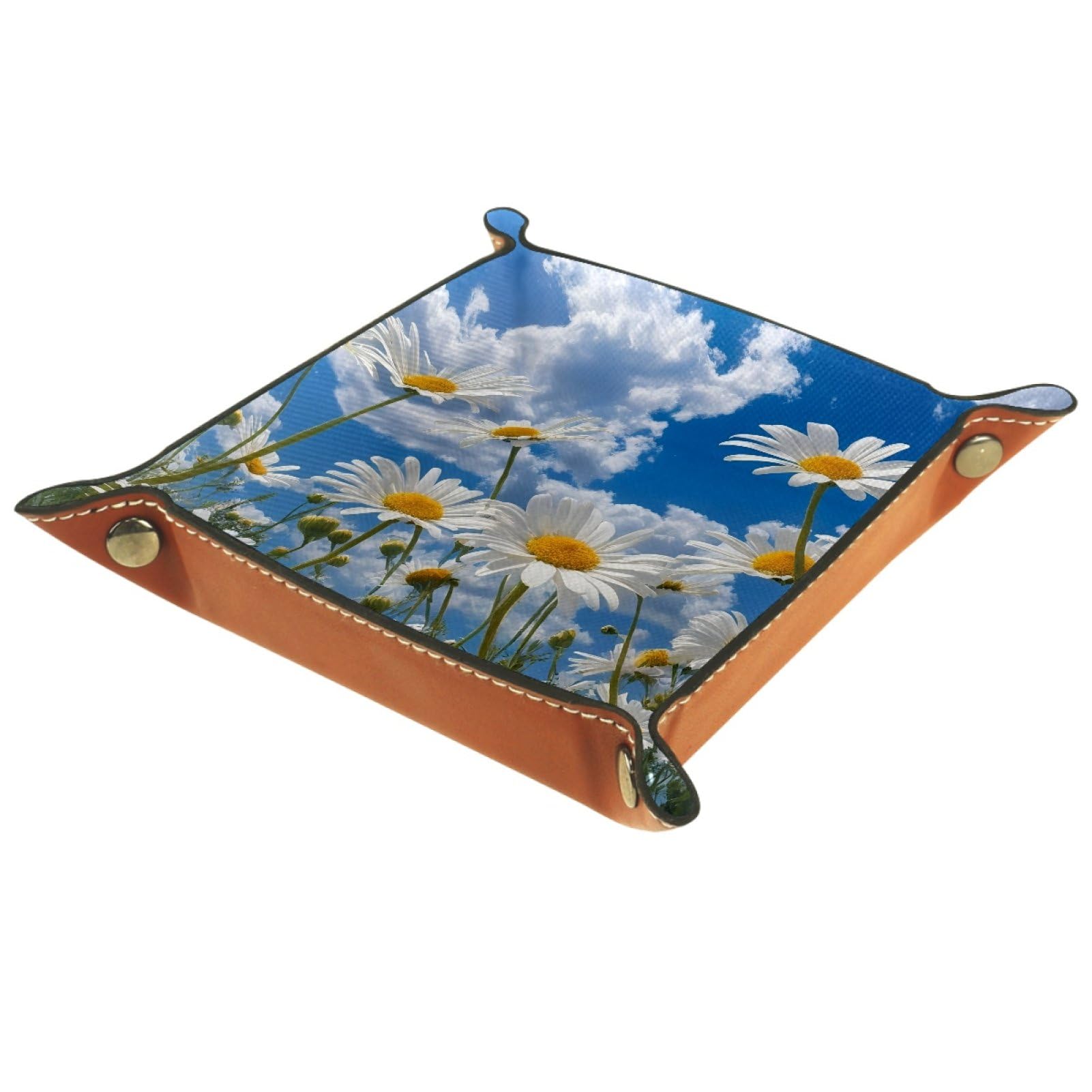 VAPOKF Daisy Sky Dice Tray, Folding Microfiber Leather Dice Holder for Dungeons and Dragons RPG Dice Gaming D&D and Other Table Games