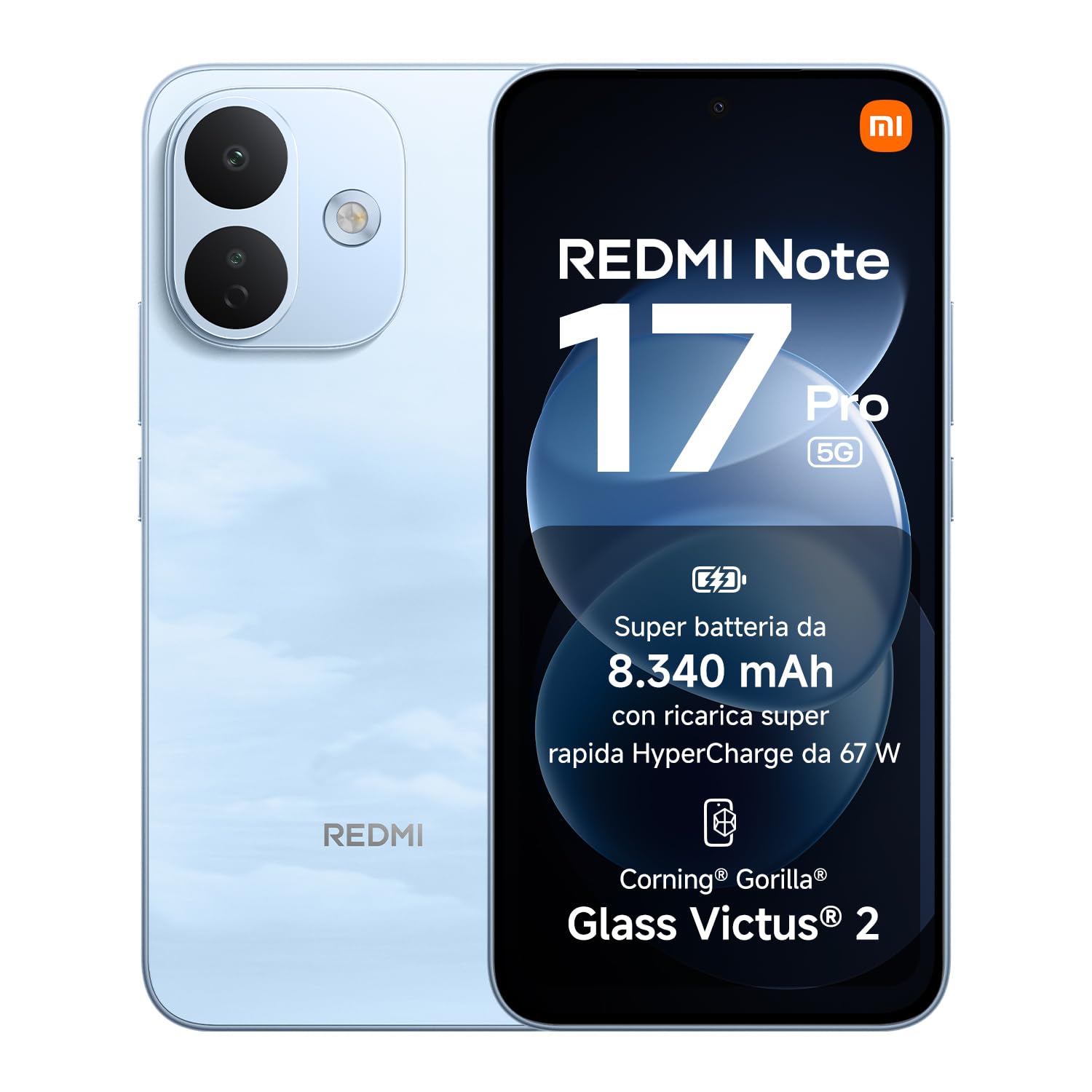 REDMI Note 17 Pro 5G, Smartphone 12+256GB, Sky Blue, Batteria da 8340 mAh | Fotocamera OIS 50MP, HyperCharge 67W, Snapdragon®6s Gen4, Display Flagship Alta Luminosità 3500nit, Protezione Occhi, HyperAI
