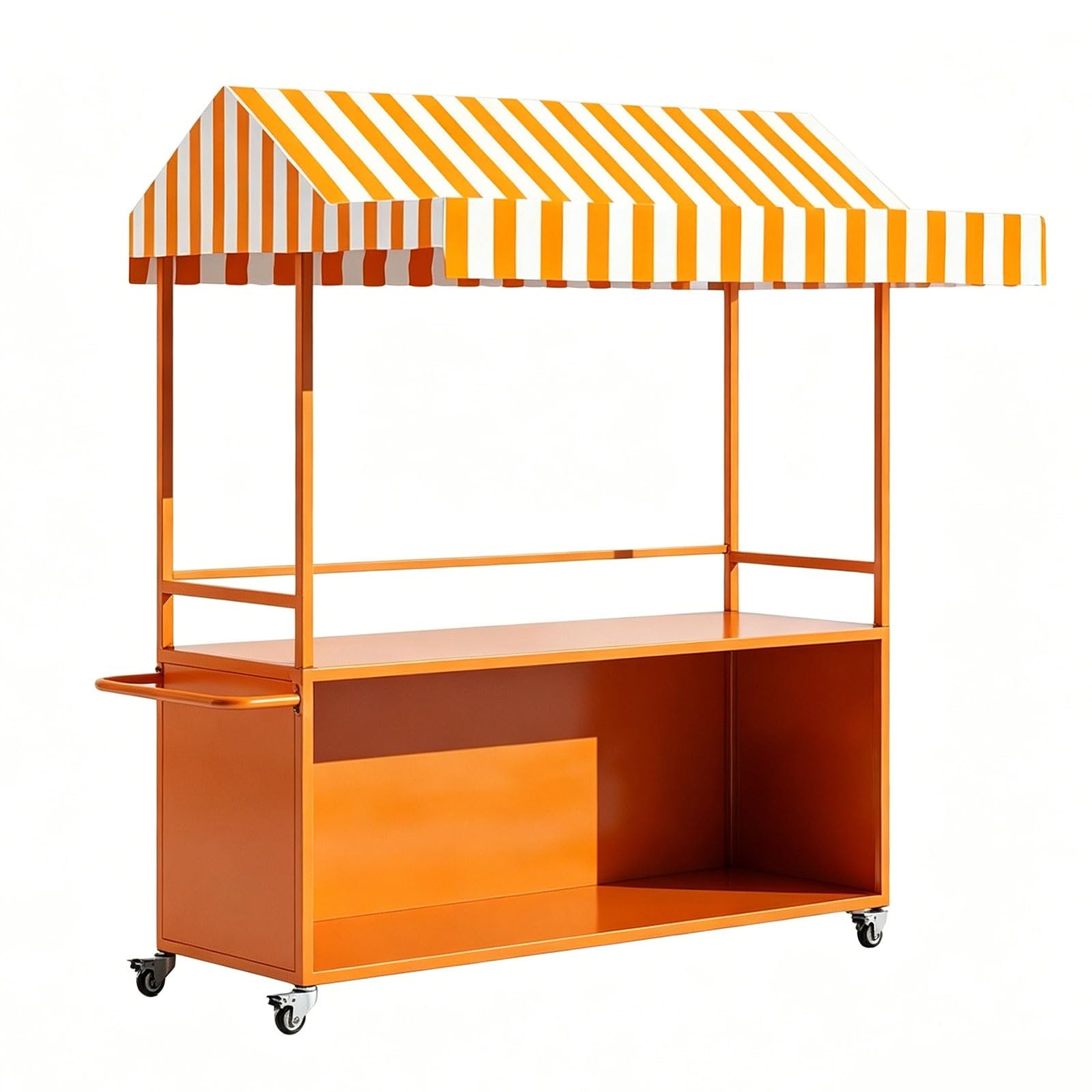 Carrito de Comida Callejero con Toldo, Puesto de Venta Ambulante Portátil, Exhibición de Mercado en Exterior, Centros Comerciales(Orange,160cm/63in)