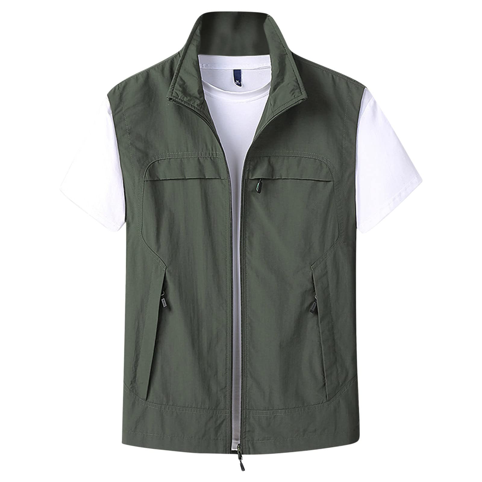 Hombre Chaleco Tipo Safari Multibolsillos Verano Chaleco Exterior Al Aire Libre Chaleco de Pesca Acampa Secado rápido Chaquetas sin Mangas Transpirable Táctica de Trabajo Talla Grande