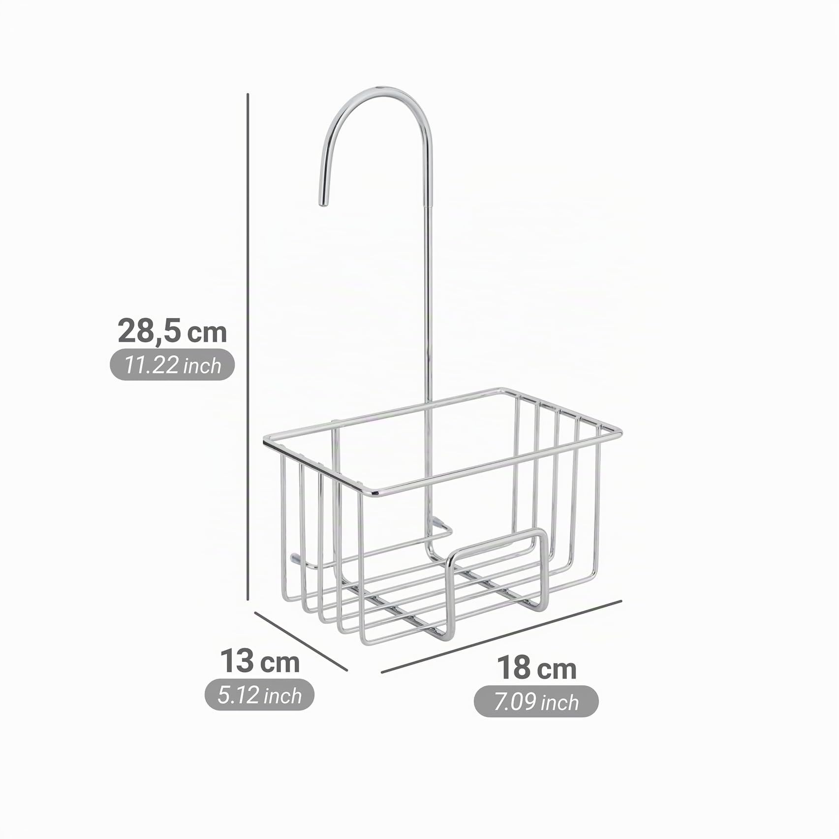 Wenko Portaoggetti per Doccia MOD. Milito in Acciaio Inox mensola sospesa Accessori Bagno Cromo Lucido Piatto Doccia 18x28,5x13 cm Argento Lucido