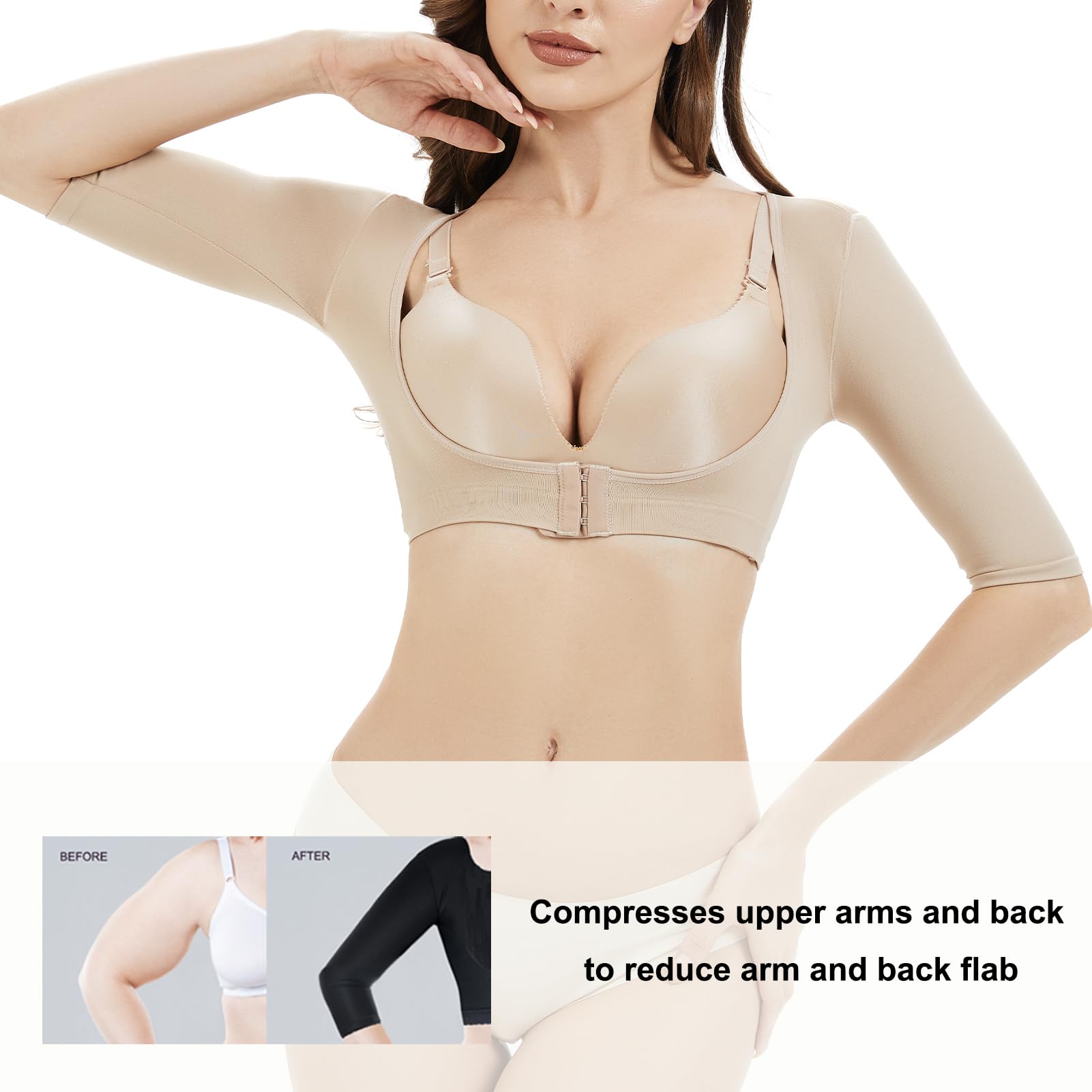 KSKshape Kształtownik ramion dla kobiet rękawy kompresyjne na ramiona pooperacyjne rękawy wyszczuplające korektor postawy topy bielizna modelująca, L