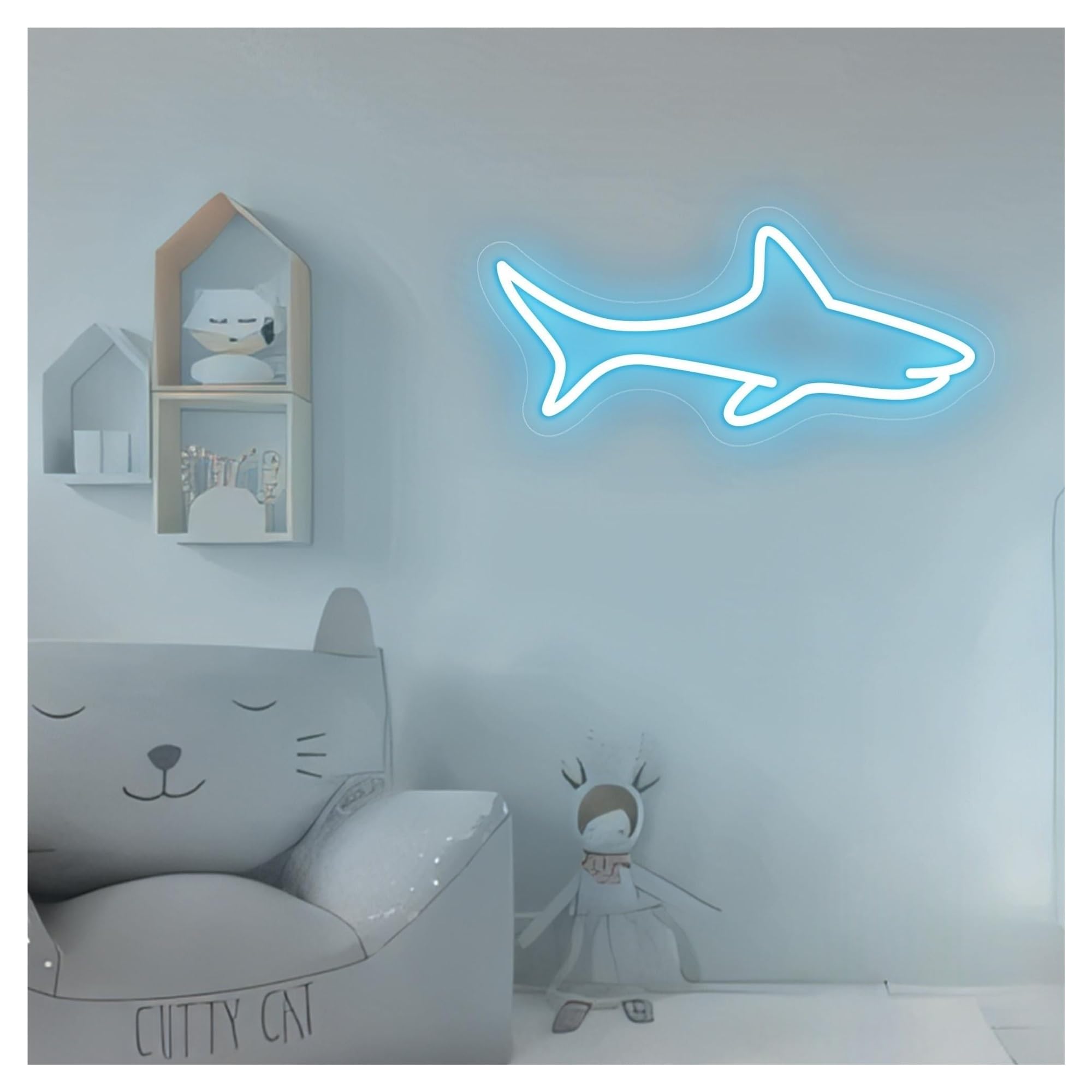 Shouxi A Sign Lamp Shark Neon Sign, Se Life Wall Decor, Kids Room Rt, Quarium 40Cm(A)