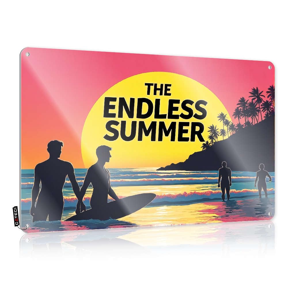 Fzfn Colour Love Decor Matal Sign Rustic Nice | Surfers Enjoying An Endless Summer Sunset. Inappropriate Metal Wall Decor For Drive Home(20X30cm)
