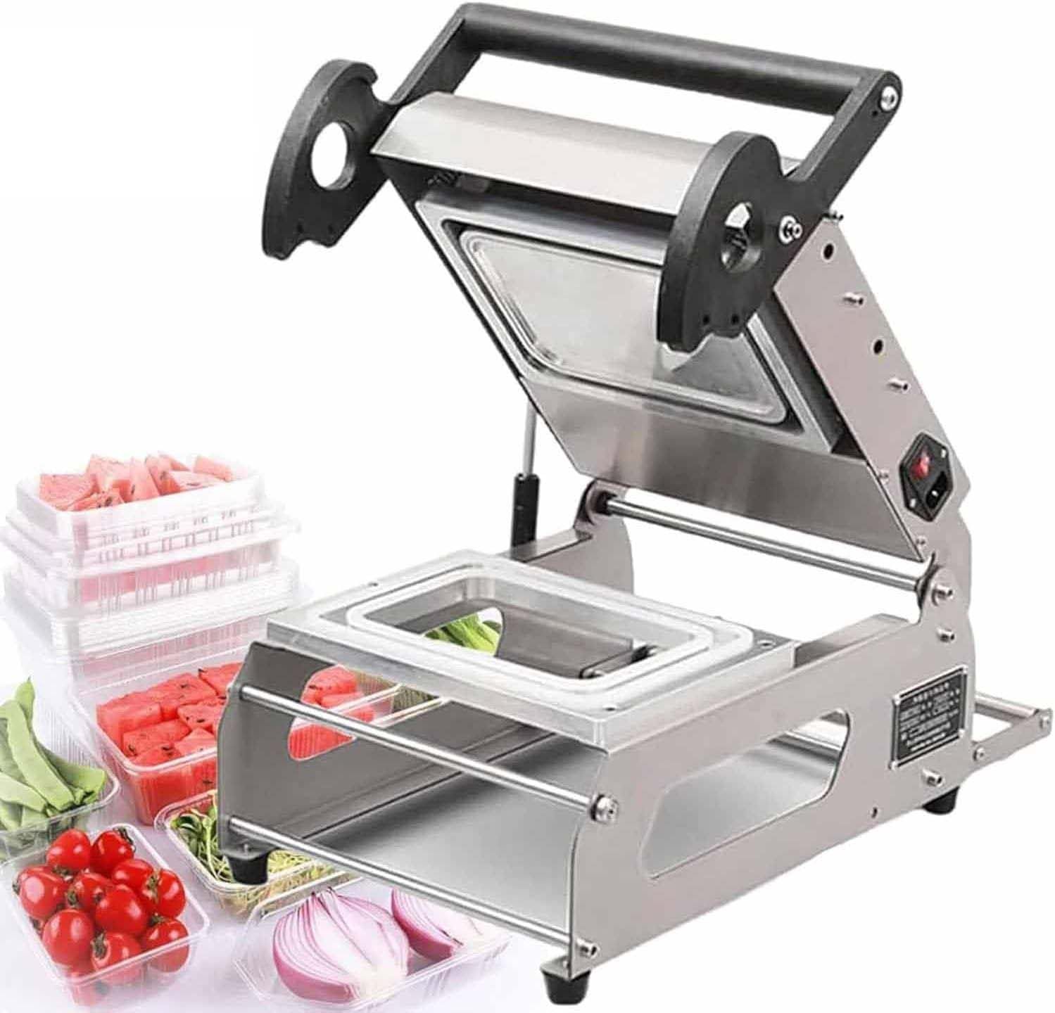 ASerZenith Commercial Stainless Steel Food Packing Machine, Semi-Automatic Heat Sealer For Vegetables And Takeaway, Efficient 7~8 Times/Minute, Ideal For Restaurant Use,26 * 17Cm