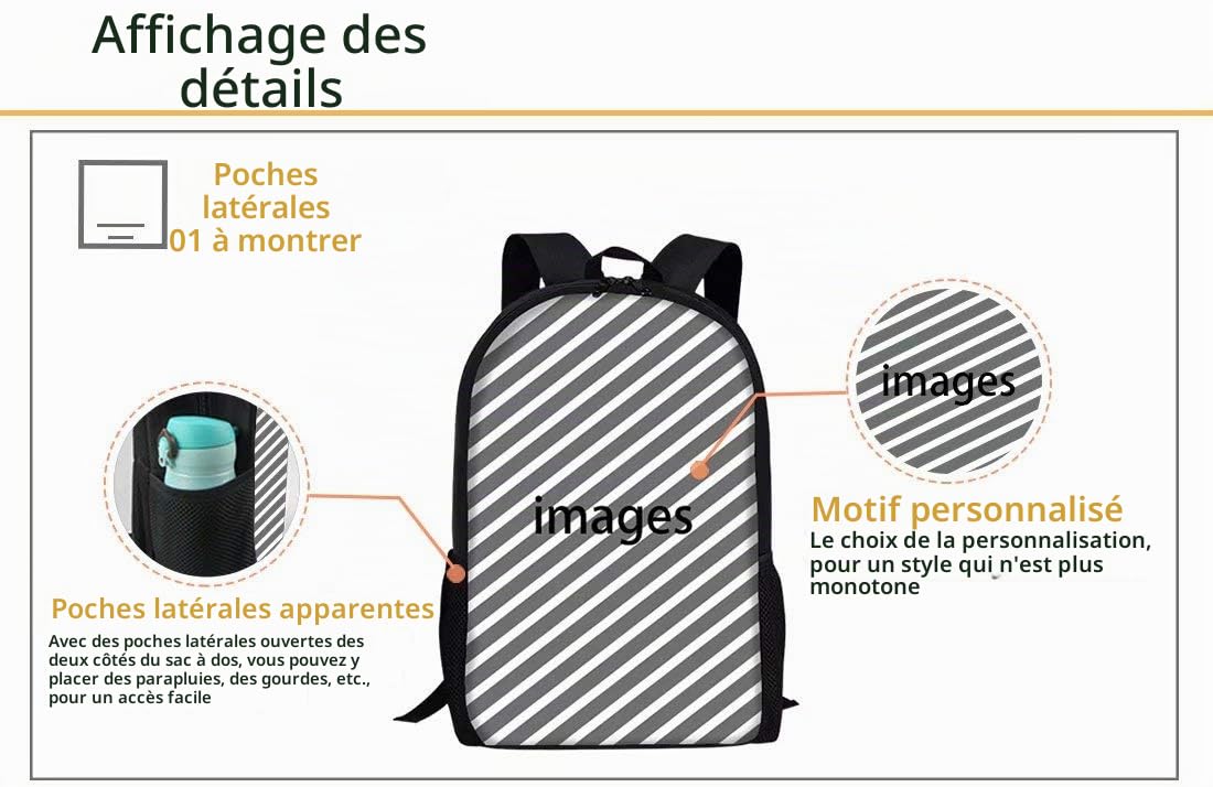 Chaqlin Ensemble Sac à Dos et Lunchbox pour Enfants - Cartable Primaire avec Étui à Crayons - Motif Animal Loup pour Filles