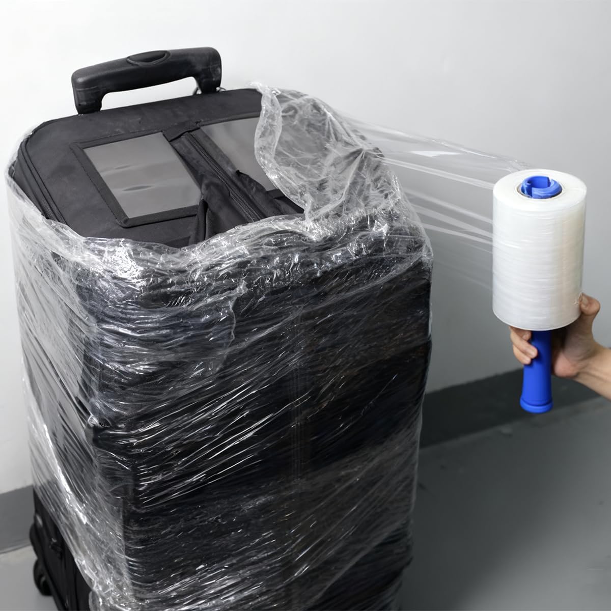 Stretch Film Stretch Wrap 5.11"×1000' Plastic Wrap Roll for Moving Shipping Wrap,Industrial Strength Shrink Packing Wrap Heavy Duty Stretch Film with Handle(4roll)