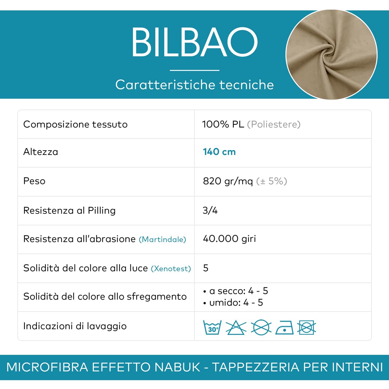 DESHOME Bilbao 15 Meter Stoff für Sofas aus strapazierfähigem Mikrofaser in Lederoptik, Meterware für Polstermöbel, Sofa, Sessel, Kissen, Stuhl, Beige