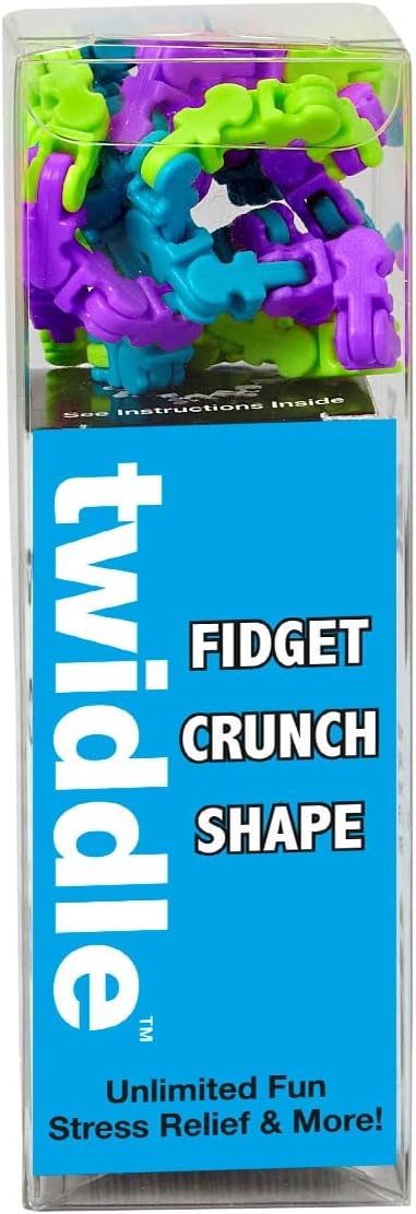 Twiddle Fidget Toy in Multiple Colors, Over 2' of Fun Novelty, Blue, Green and Purple