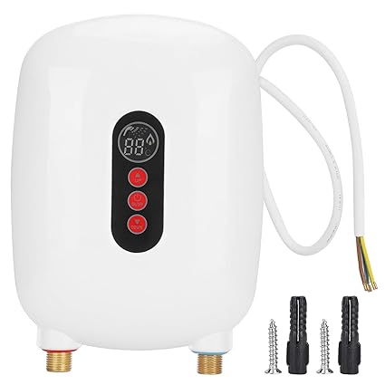 Water Heating Device, Tankless Hot Water Heater Bathroom Supplies Electric Water Heater Tankless Water Heater Electric for Bathroomkitchen(White, Pink)'$
