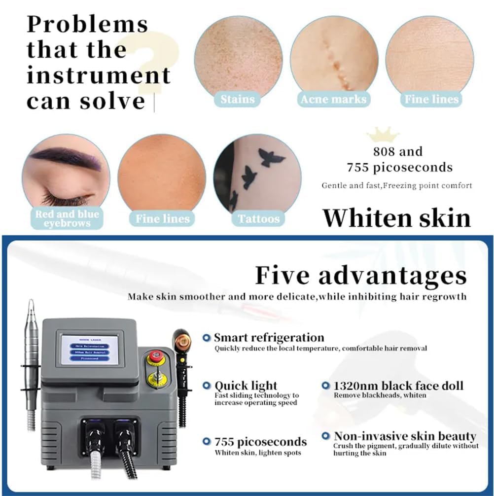 2 in 1 attrezzatura del salone di bellezza per depilazione laser a diodi 808nm, rimozione del tatuaggio picosecondo per ringiovanimento della pelle