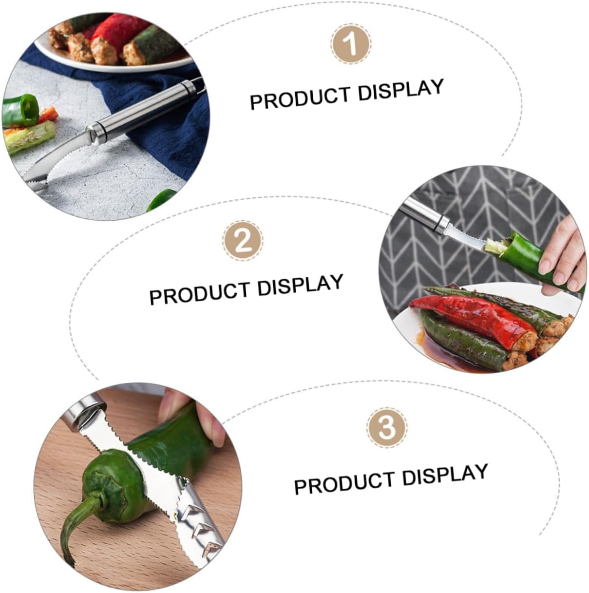 KICHOUSE 4pcs Pepper Corer Tool Serrated Edge Chili Remover for Kitchen Fast Easy Vegetable Cutting