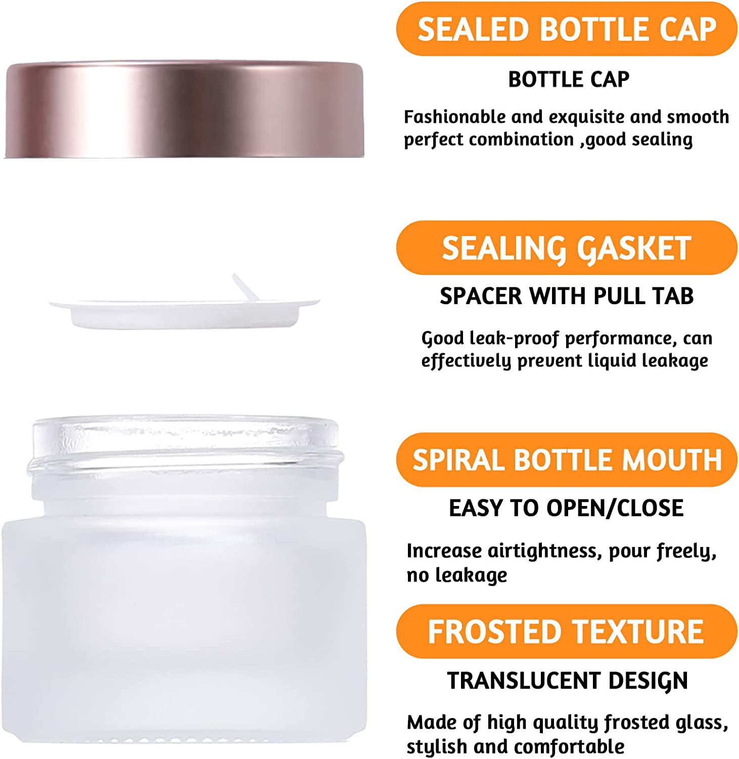 10 Pezzi 50g Trasparente Opaco Vasetti Vetro con Coperchio in Alluminio Rosa 50ml Barattolo Cosmetici Vuoto Viaggio Contenitore Cosmetico per Crema Balsamo Labbra Campione