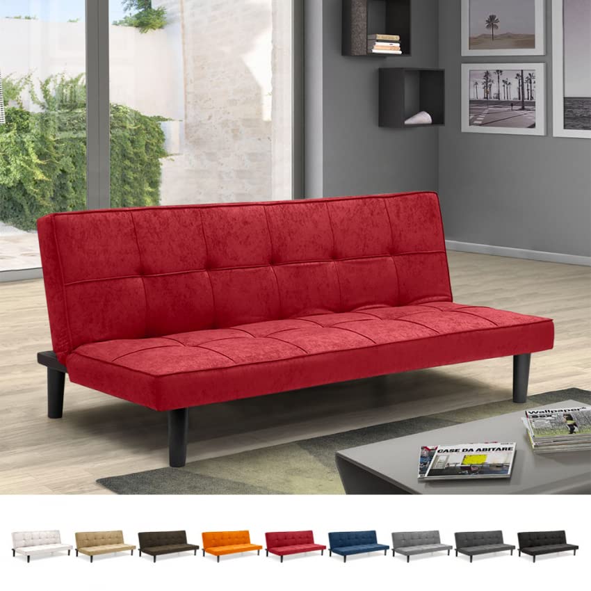 Produce Shop Canapé Convertible 2 Places en Tissu clic-clac pour Chambre et Bureau Giada - Rouge