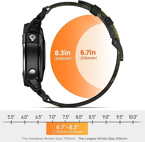 Vista 58 de Compatible con Garmin Fenix 7X/Fenix 6X/Fenix 5X/Fenix 8 2.008 in/5X Plus/6X Pro/7X Pro, correa de nailon Quickfit 26 para Tactix 7/Descent