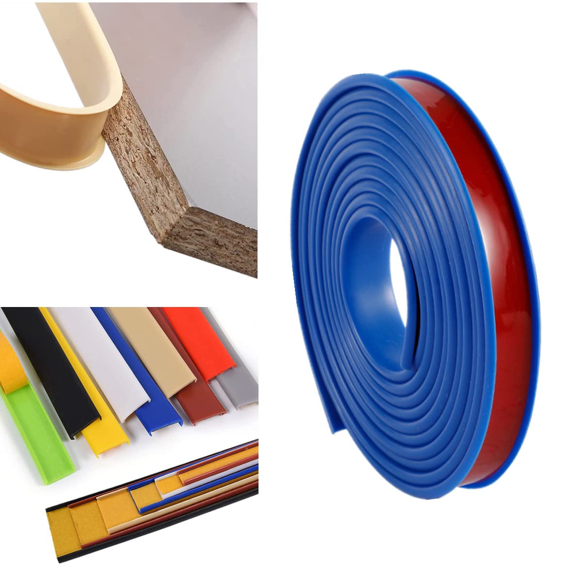 5M TPE Self Adhesive Furniture Edging Tape,U-Shaped Edge Trim Sealing Strip,Kitchen Worktop Edging Strip,Anti Collision Shockproof for DIY Cabinet Wardrobe Table (28mm,Blue) — image 1
