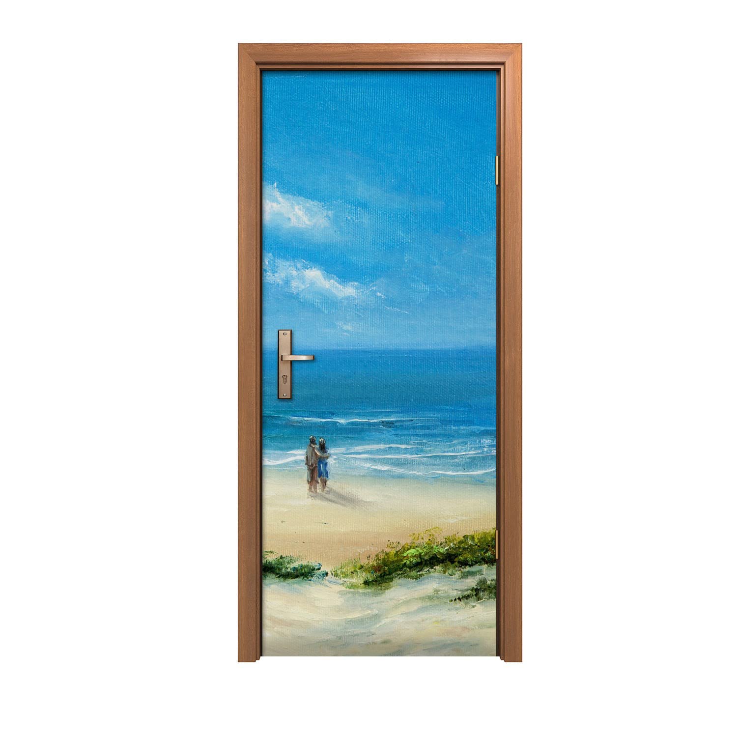 Autocollant de porte 90x200cm décor de plage pour relooker une chambre