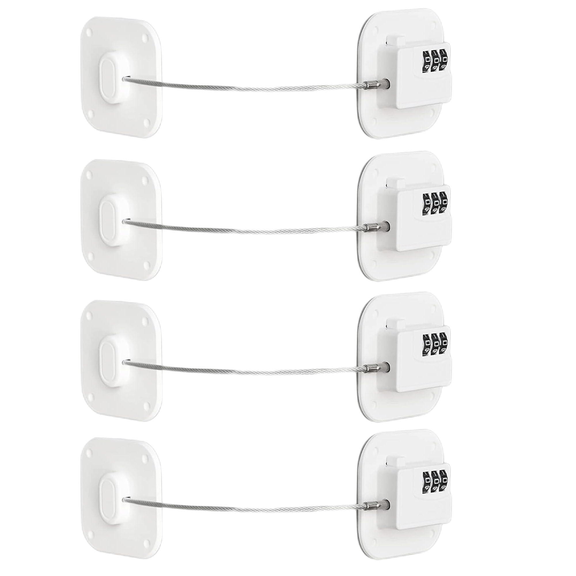 Cabinet Locks with Combination,Fridge Lock,Closet Locks(White 4pcs)