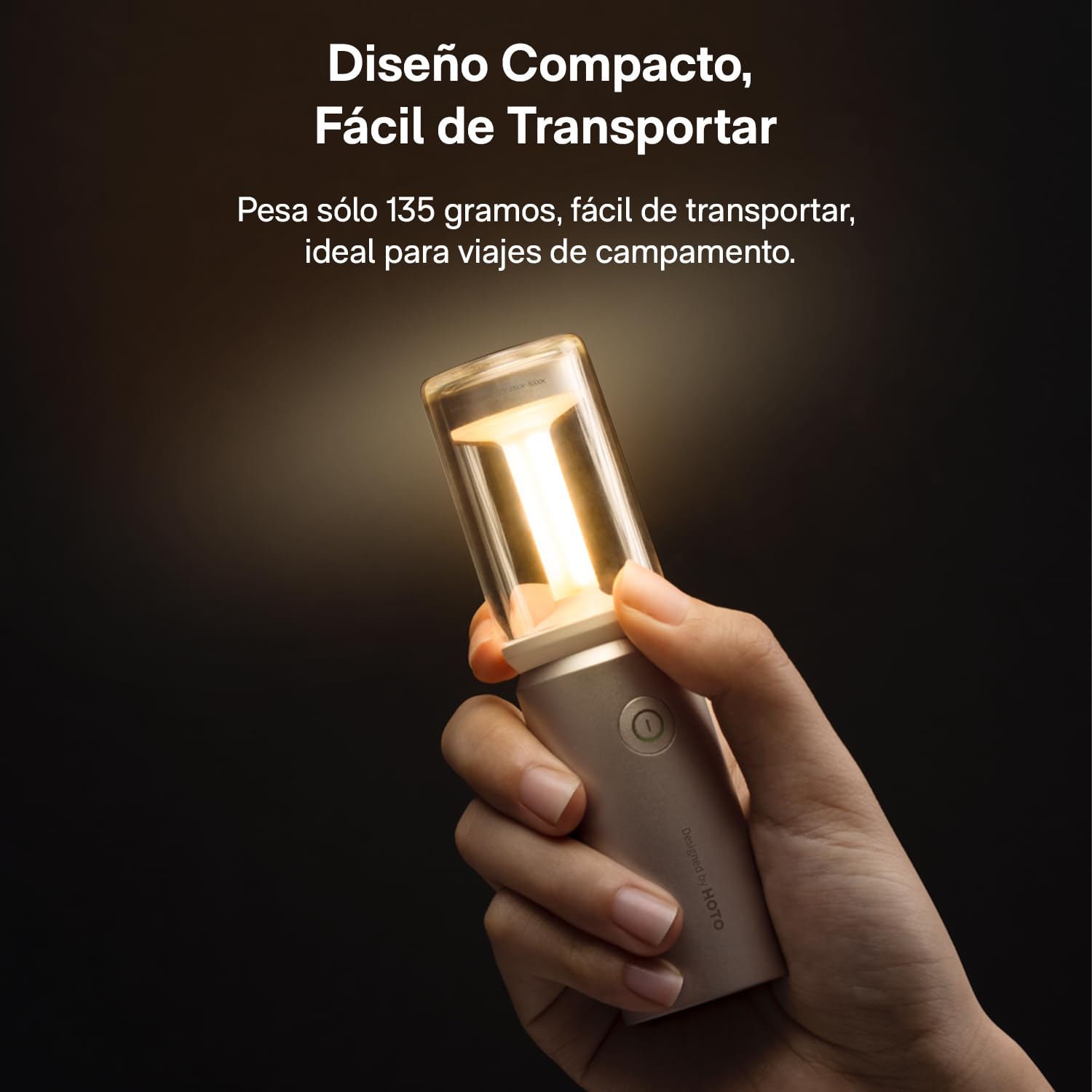 HOTO Linterna de Camping, Recargable por USB-C, Pantalla Desmontable | 8~50h, 3100 mAh, 3 Modos, 180 Lúmenes, IPX6, Adecuada para Acampar, Senderismo, Montañismo, Uso Doméstico
