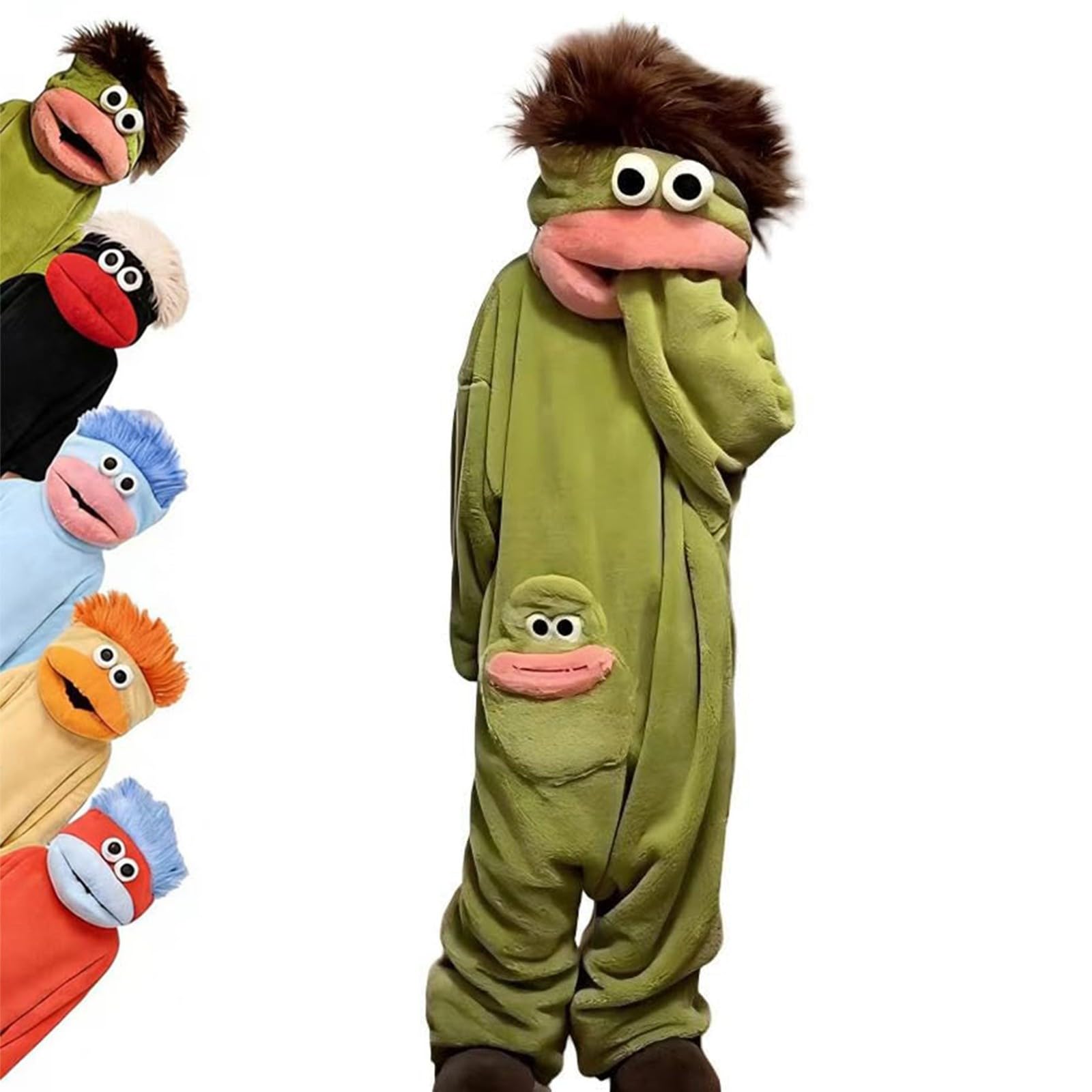 Onesie Kinder Lustiger Mundmonster Fleece für Jungen und Mädchen Unisex Flauschiger Tierkostüm mit Monster-Kapuze Cartoon Kostüm Einteiler für Zuhause Halloween & Fasching Party