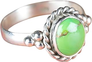 Green Copper Turquoise Ring, 925 Sterling Silver Rings, 10x12 mm Oval Green Turquoise Ring, Turquoise Ring, Handmade Silver Ring, December Birthstone ring, Engagement Gift.