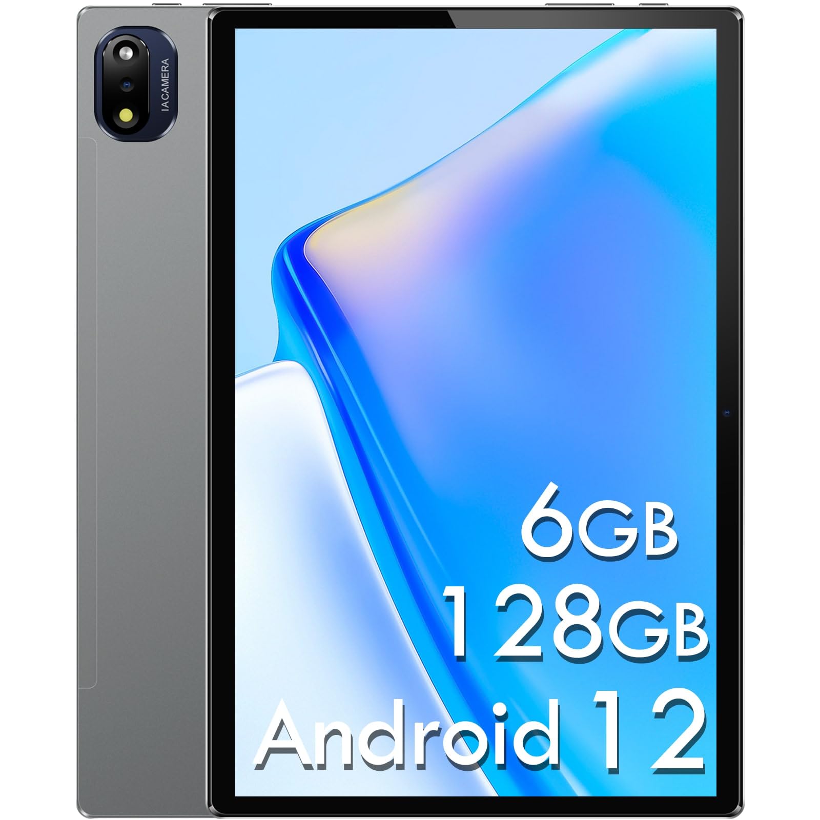 BRILLAR Tablet 10 Pollici Android 12 Tablet, 6GB RAM + 128GB ROM(1TB TF), Octa-Core 2.0 GHz, 5G WiFi, 8000 mAh, 13+8MP, Bluetooth 5.0, GPS, Copertura in Metallo, Grigio