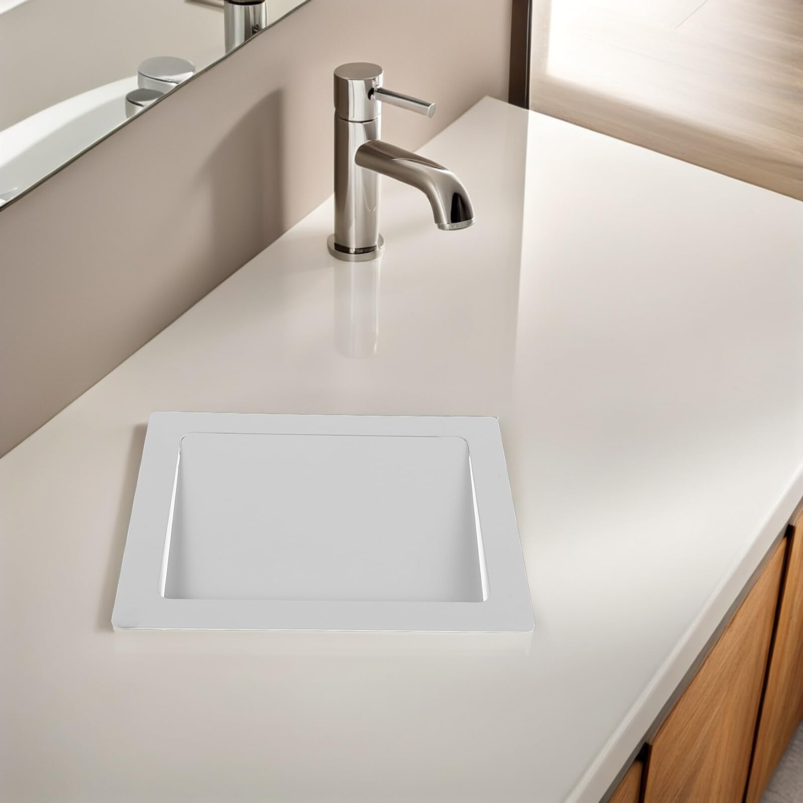Garneck Tapa Abatible Empotrada para Cubo de Basura 304 Acero Inoxidable Rectangular 234 X 172 X 3 CM Color para Cocina y Baño Tapa Solapa para Encimera y Conducto de Basura