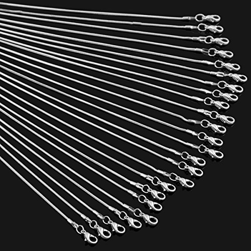 24Pcs Chains For Jewelry Making 20 Inch 925 Sterling Silver Plated 1.2Mm Diy Snake Chain Bulk Link Necklace With Lobster Clasps #TOP1