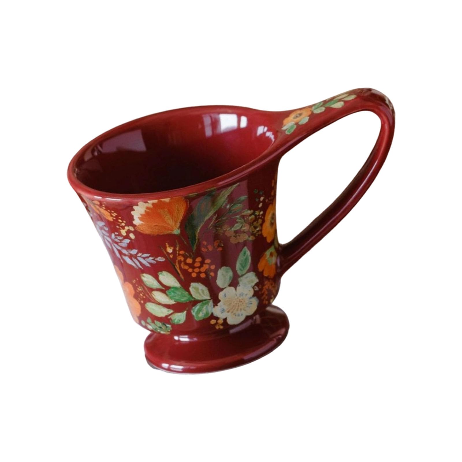 Sbshiouu Artistic Ceramic Drinking Mug with Ergonomic Handle Beverage Drinkware Multipurpose Beverage Cup for Hot Cold Drink Drinking Cup