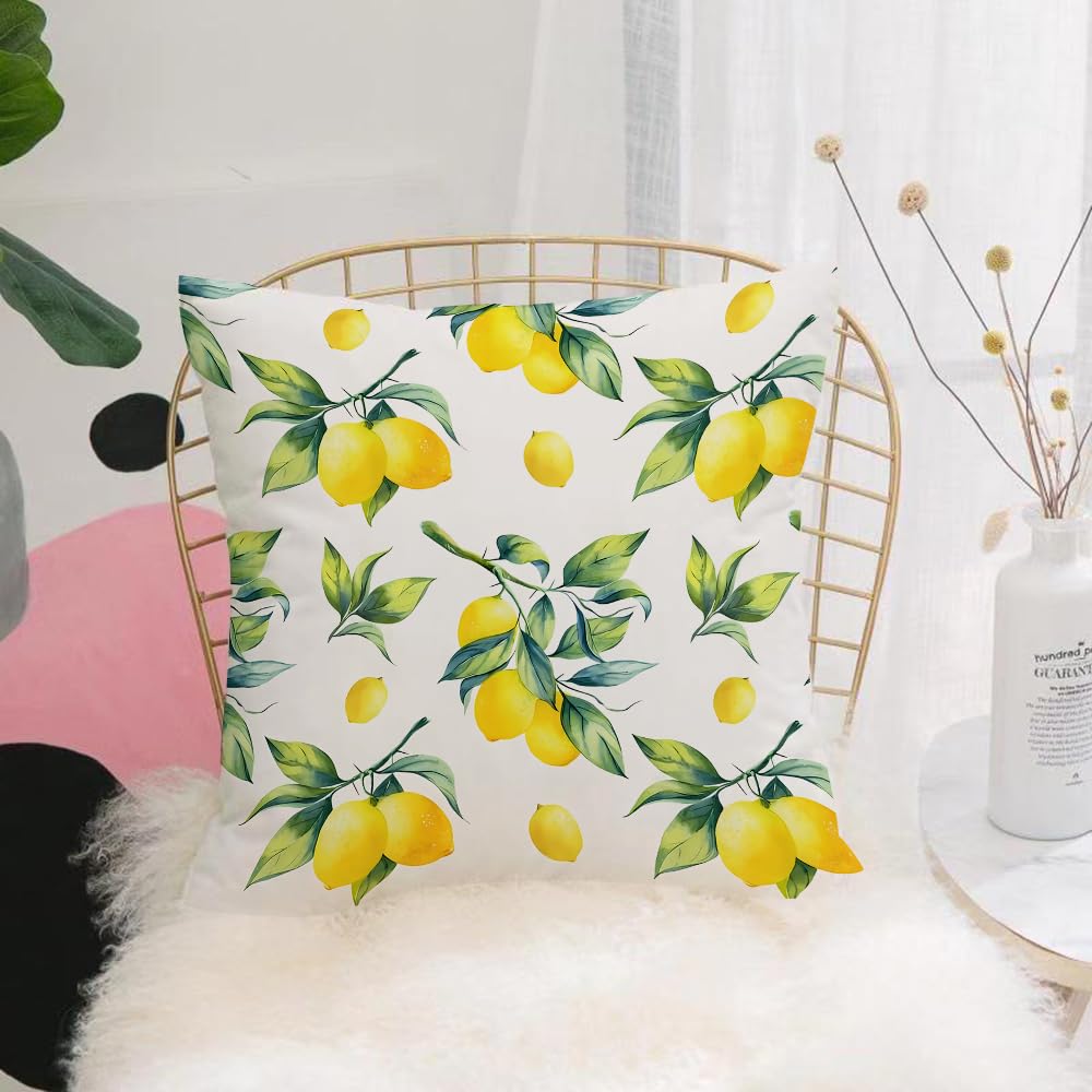HYOSXW Cushion Cover,Throw Pillow Case Home Decorative for Living Room Bedroom Sofa Chair 16X16 Inch,Lemon patterns, Lemon watercolor,Pillowcase 40X40cm