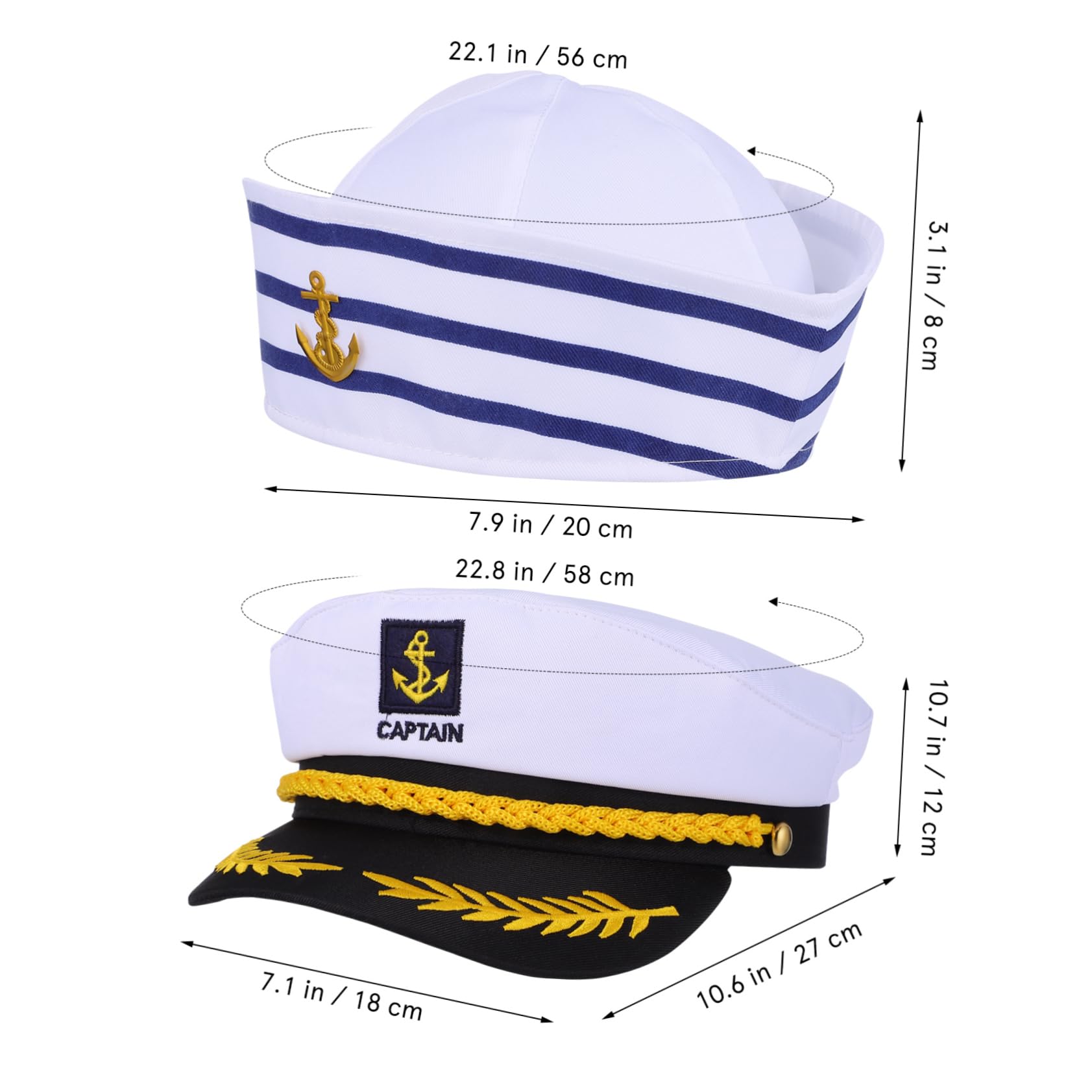 BESTYASH Classic Nautical Look: Navy Hat Set Captain Hat and Scarf for Women's Events