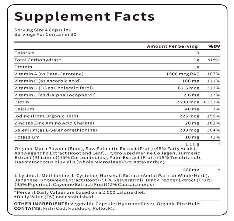 Advanced Hair Growth Supplement for Women - Biotin, Collagen, Zinc & Essential Hair Vitamins A, C and E for Thicker, Fuller, Stronger Hair - 120 Capsules - Image 8