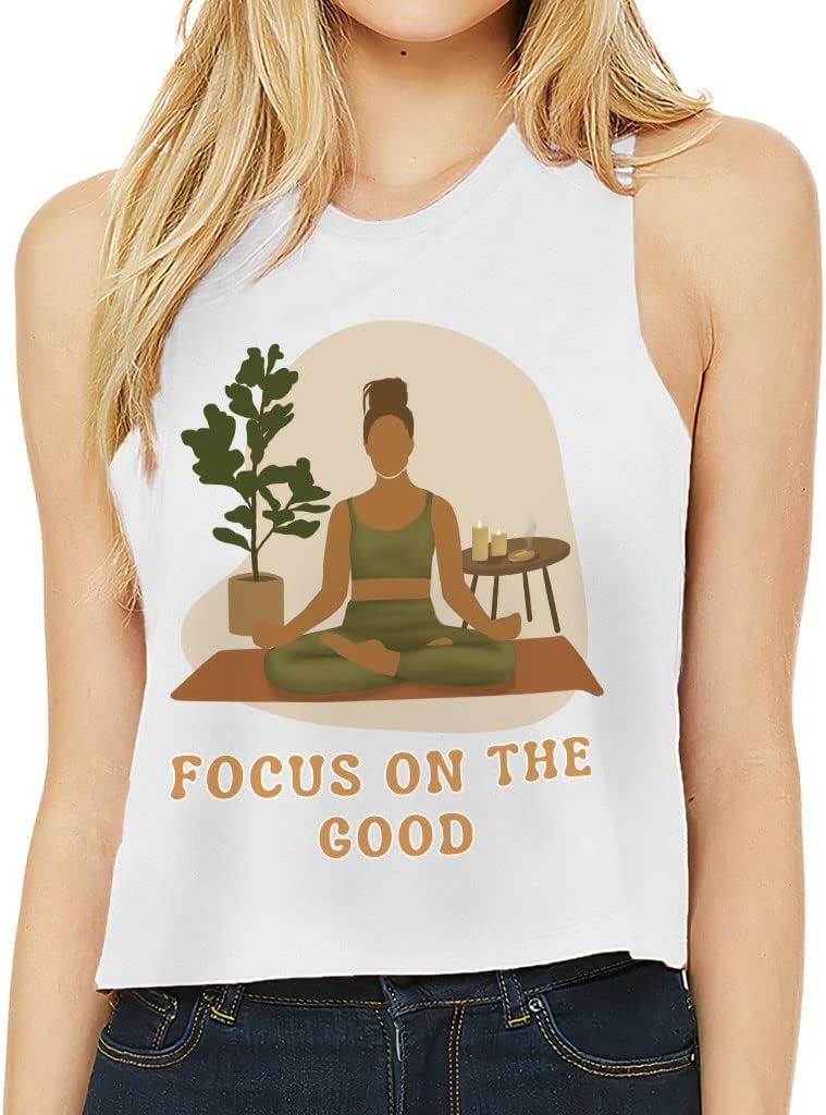 Focus on The Good Racerback Cropped Tank - Yoga Women's Tank - Happiness Tank Top