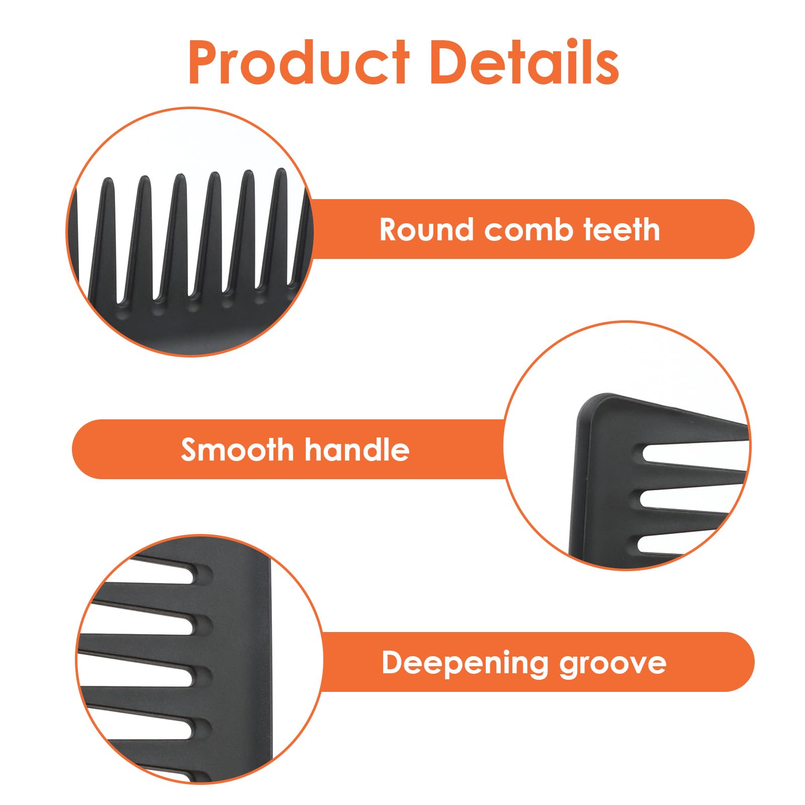 Hair Comb with Big Teeth Premium Carbon Wide Tooth Comb for Hair and Beard with Strong Teeth, Black, Taille standard - Image 3