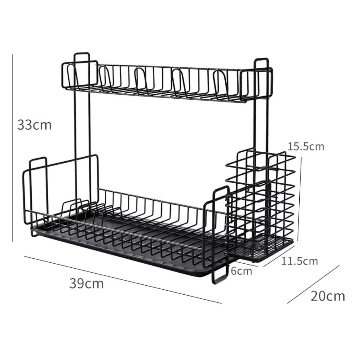 Scola Piatti Scolapiatti Multifunzionale A 2 Livelli Tazza Stoviglie Ciotola Conservazione della Cucina Asciugastoviglie(Black)