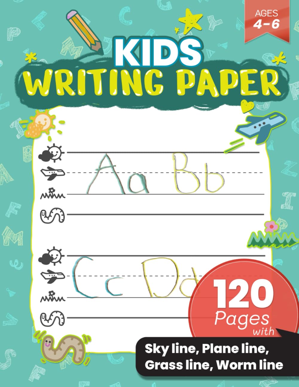 Kids Writing Paper-120 Pages : Green: Sky Line, Plane Line, Grass Line, Worm Line: Pre K, Kindergarten and First Grade: Kids Ages 4-6: Publishing, JAMY: 9798595476744: Amazon.com: Books kids-writing-paper-120-pages-green-sky-line-plane-line-grass-line-worm-line-pre-k-kindergarten-and-first-grade-kids-ages-4-6-publishing-jamy-9798595476744-amazon-com-books