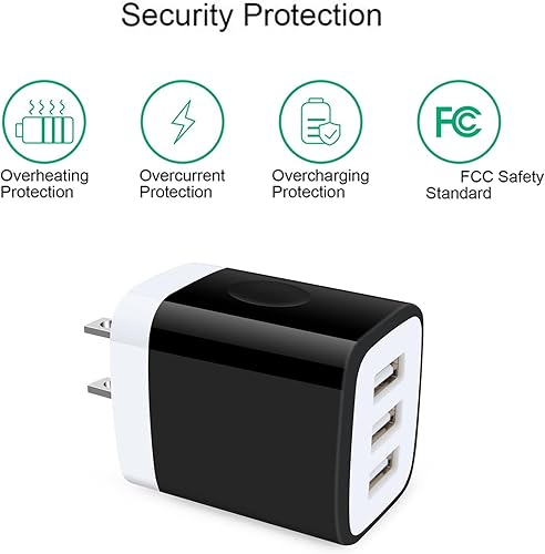 Miniatura 6 de Cargador de pared USB, 18W 3Amp rápido múltiples puertos USB cargador de pared USB enchufe caja cargador bloque compatible iPhone