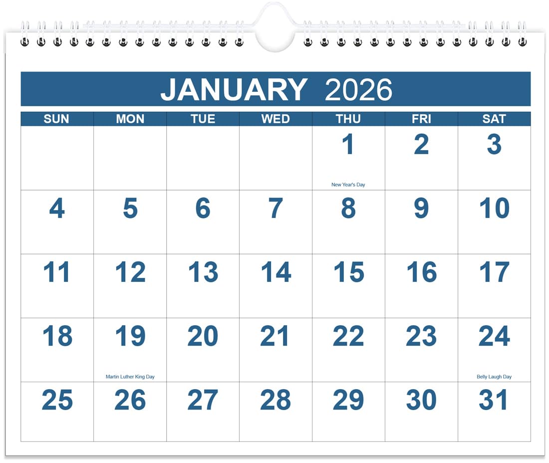Calendar 2026 - Wall Calendar from January 2026 to December 2026, 2026 Calendar with Thick Paper, 8.5" x 11", Blue