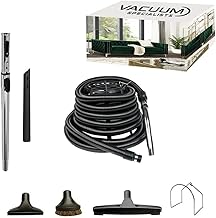 Vacuum Specialists BASIC Garage Central Vacuum Accessory Kit | 30 Feet Air Hose | Telescopic Wands with Deluxe Cleaning Kit | Designed to Fit All Central Vacuum Brands such as Beam, Electrolux, Kenmore, Canavac, Nutone, Vacuflo, DuoVac, and More |