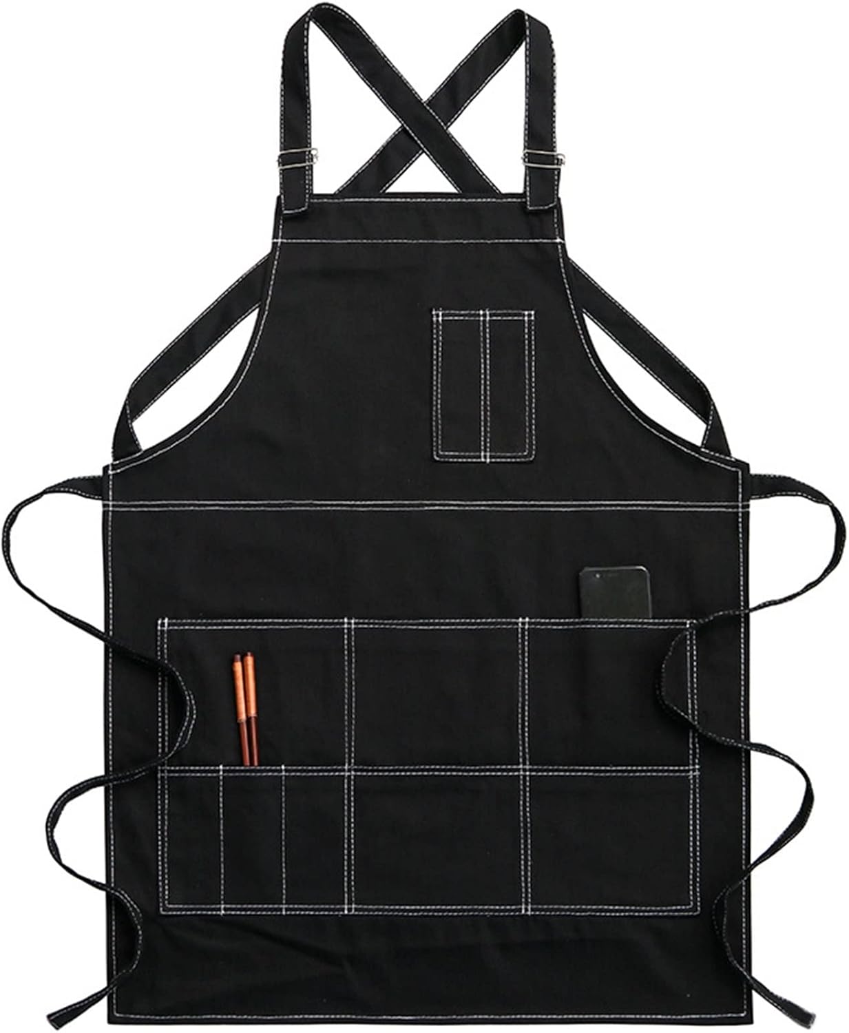 Durable Denim Jean Tool Apron with Pockets Waterproof Adjustable Canvas Lightweight Work Apron (Color : A, Size : One Size)
