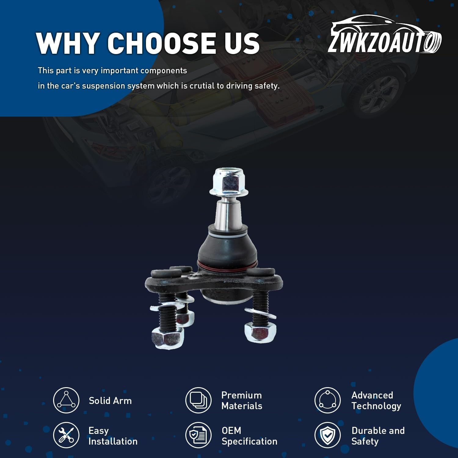 Front Passenger Right Ball Joint Automotive Replacement Ball Joints for Audi A3 2015 2016 2018 1.8L l4, for Audi A3 2015-2020 1.4L l4, for Audi A3 A3 Quattro S3 2015-2020 2.0L l4